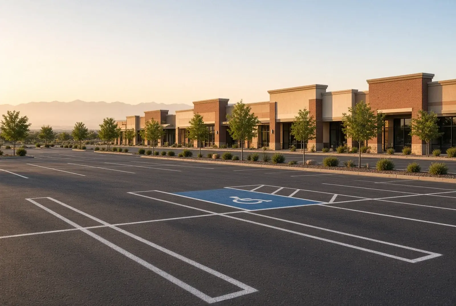 Commercial parking lot in Gilbert, Arizona